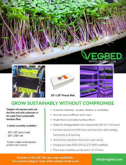 VegBed Rollos de microgreens de fibra de bambú (10″x 100′)