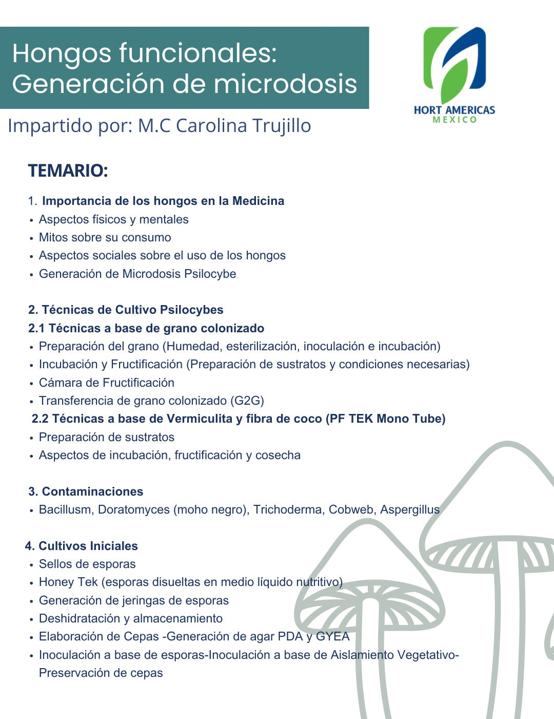Curso Hongos Funcionales: generación de microdosis