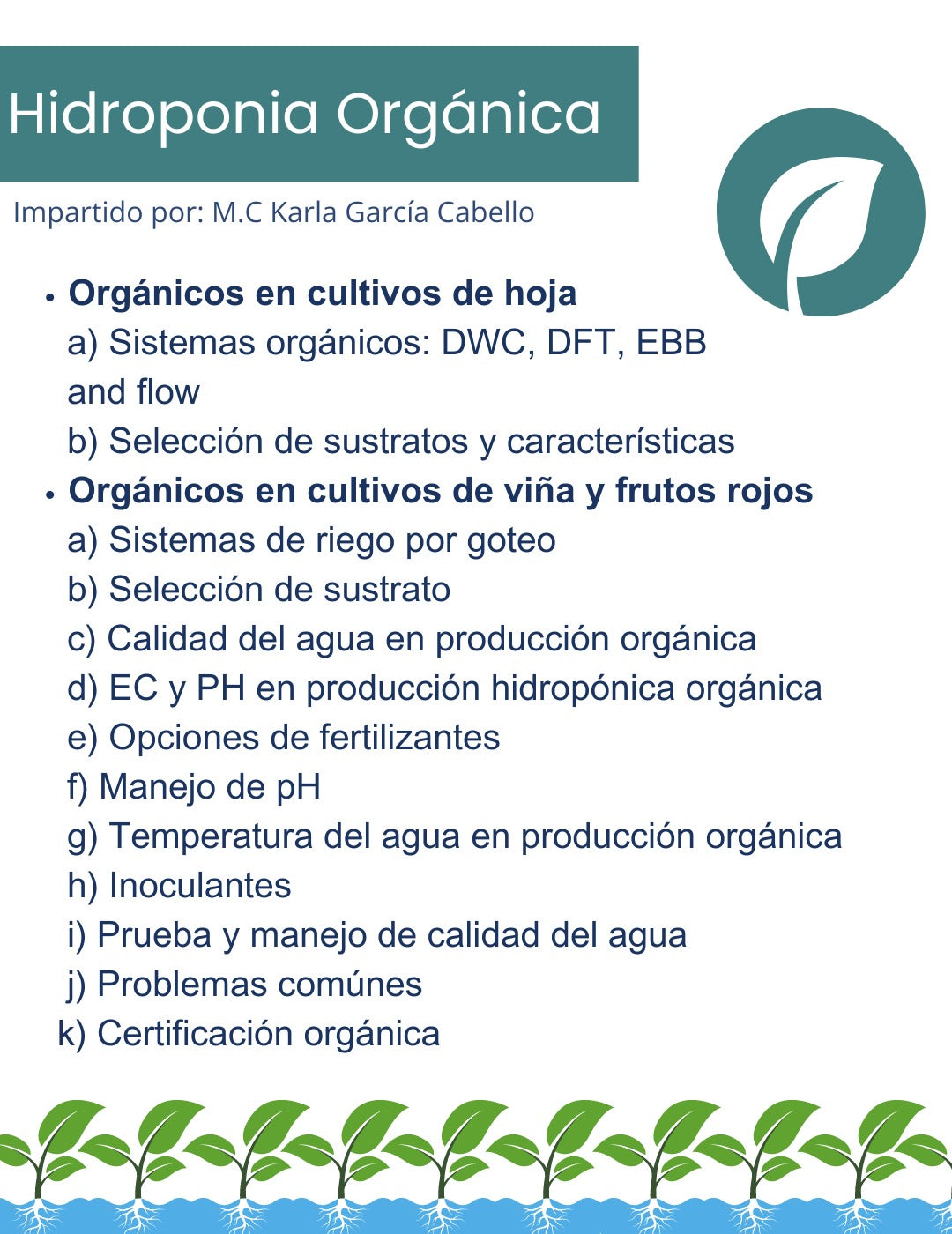 Temario curso hidroponía orgánica