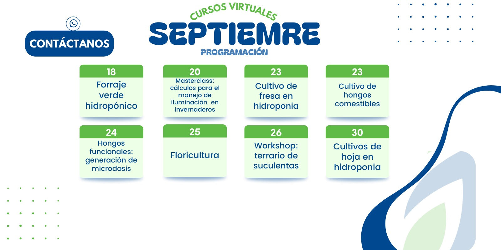 Calendario cursos en vivo septiembre