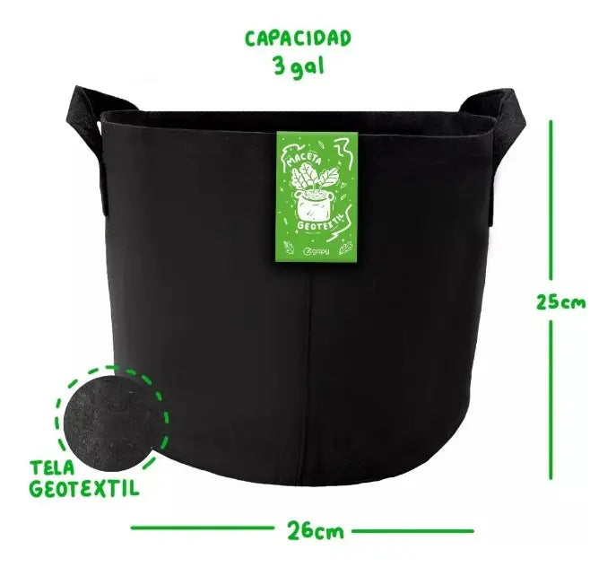 KIT 3 piezas de Maceta de cultivo Geotextil GAPY
