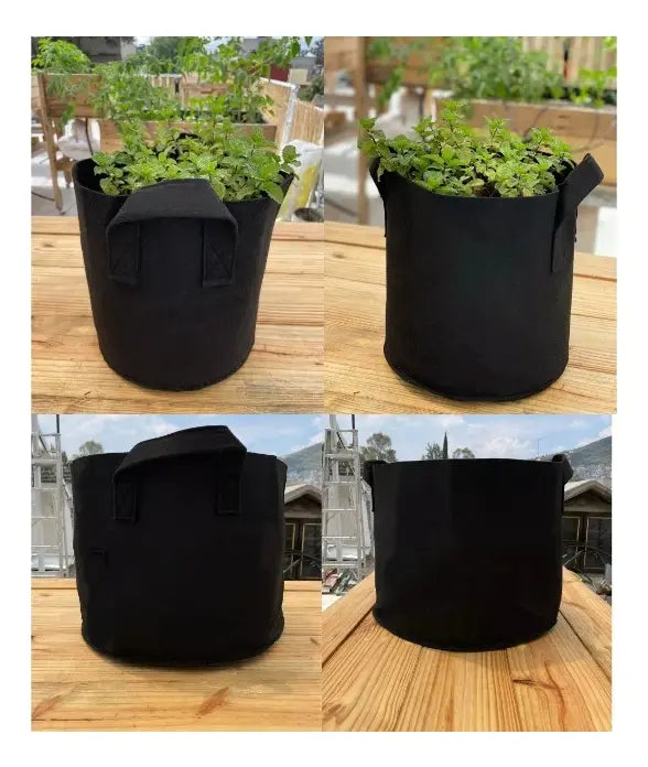 KIT 5 Macetas De Cultivo Geotextil Gapy 1 Galon Con Asas